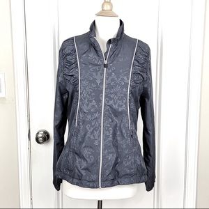 Lucy Gray Printed Ruched Full Zipper Jacket